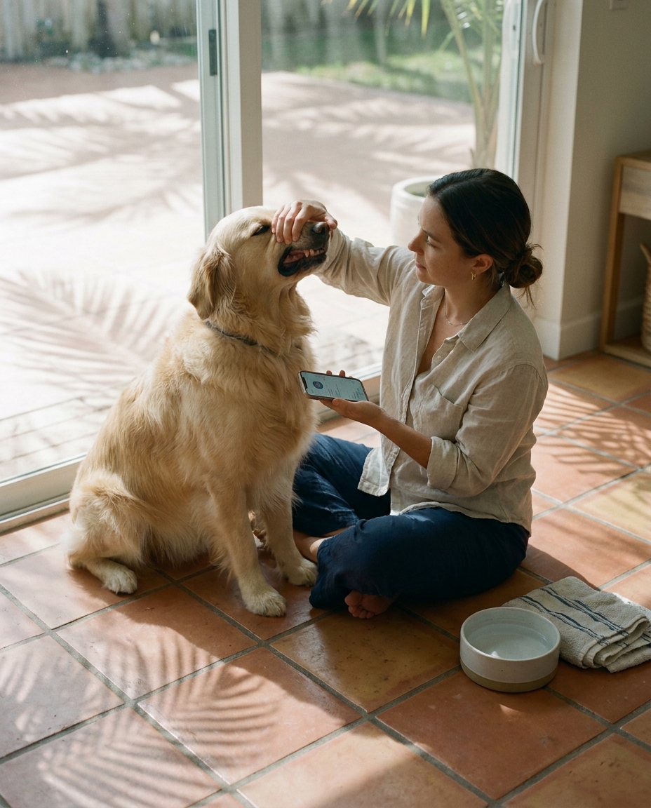 Pet owner reviewing trusted educational resources from Pet Emergency Center